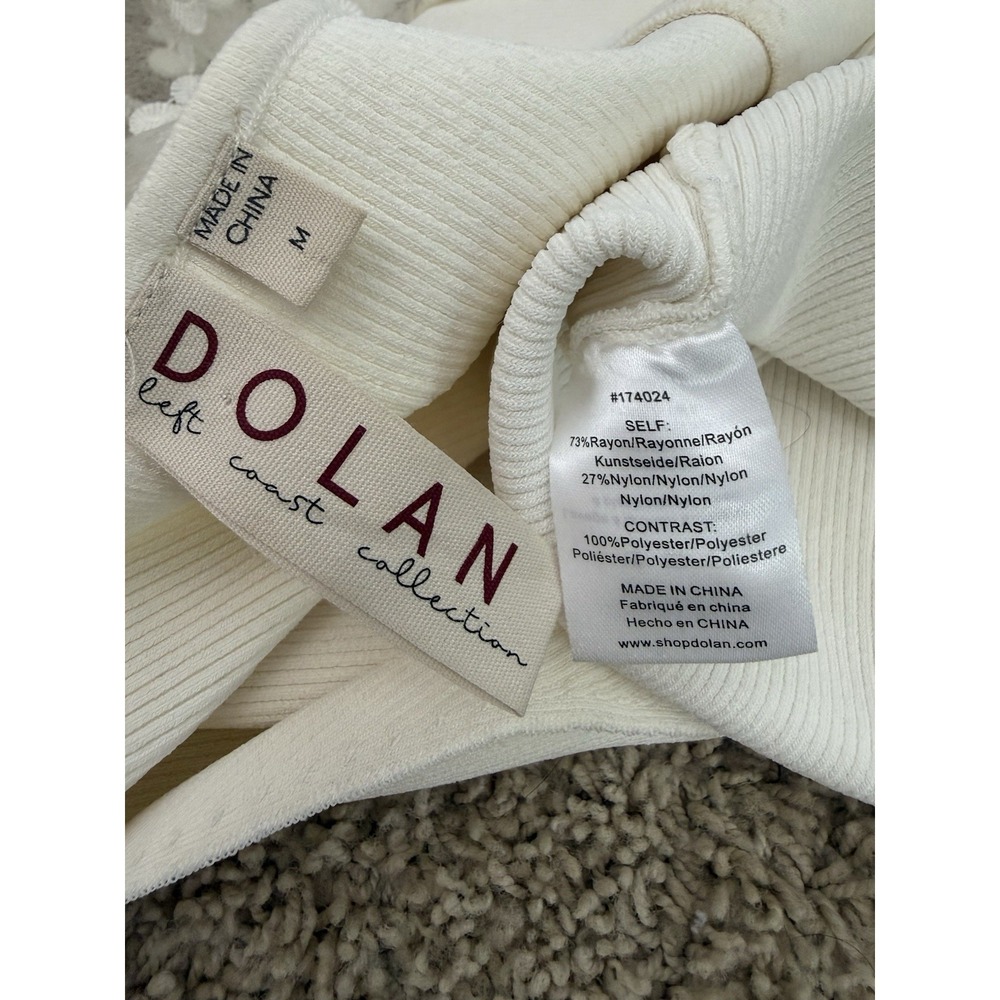 DOLAN Sheer Sleeve Applique SWEATER Top M Anthropologie 3D Cream Feminine Fairy - Picture 14 of 15
